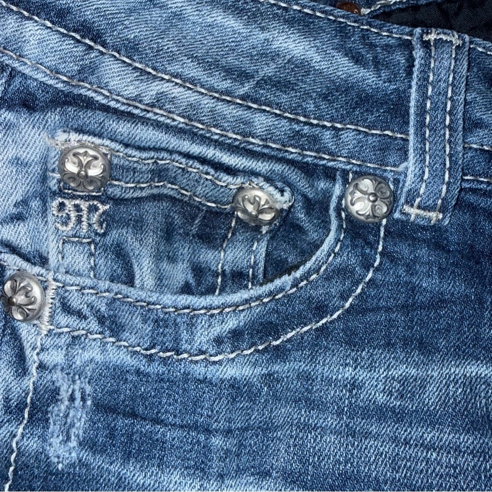 Y2K Miss Me Low Rise Boot Cut jeans Sz 27 JE5392B2L Buckle Exclusive embellished - Picture 11 of 14